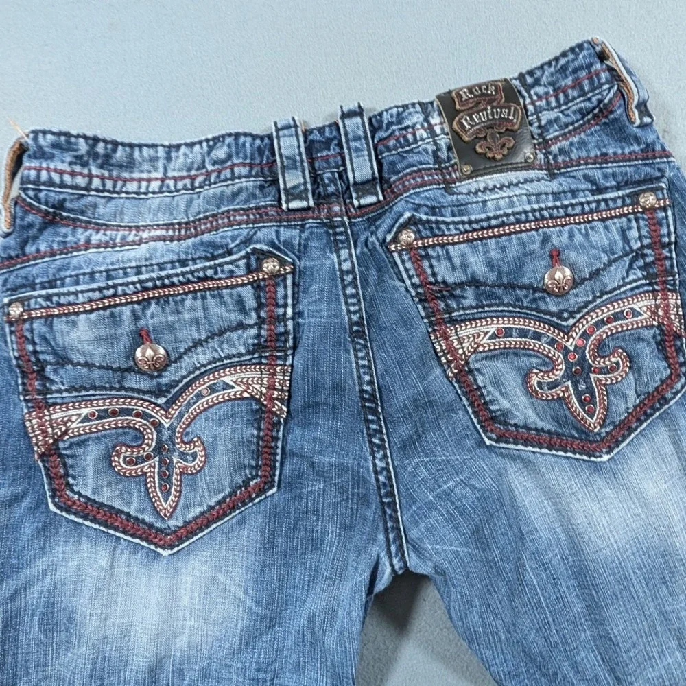 Rock Revival Feeney Alt Straight Jeans Mens 38 Distressed Blue Denim
